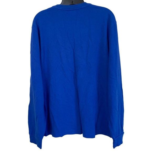 Apple Macintosh Blue Knit Long Sleeve Large LOGO Blue T-Shirt Tshirt T Shirt - Picture 2 of 4